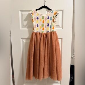 Charming Multicolor Bunny Print Kids Dress